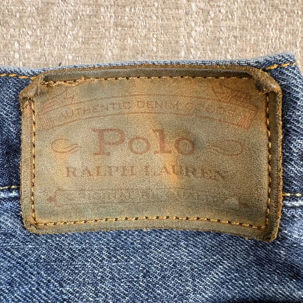 Polo Ralph Lauren Mens Hampton Relaxed Straigh Distressed Blue Jeans 44x30